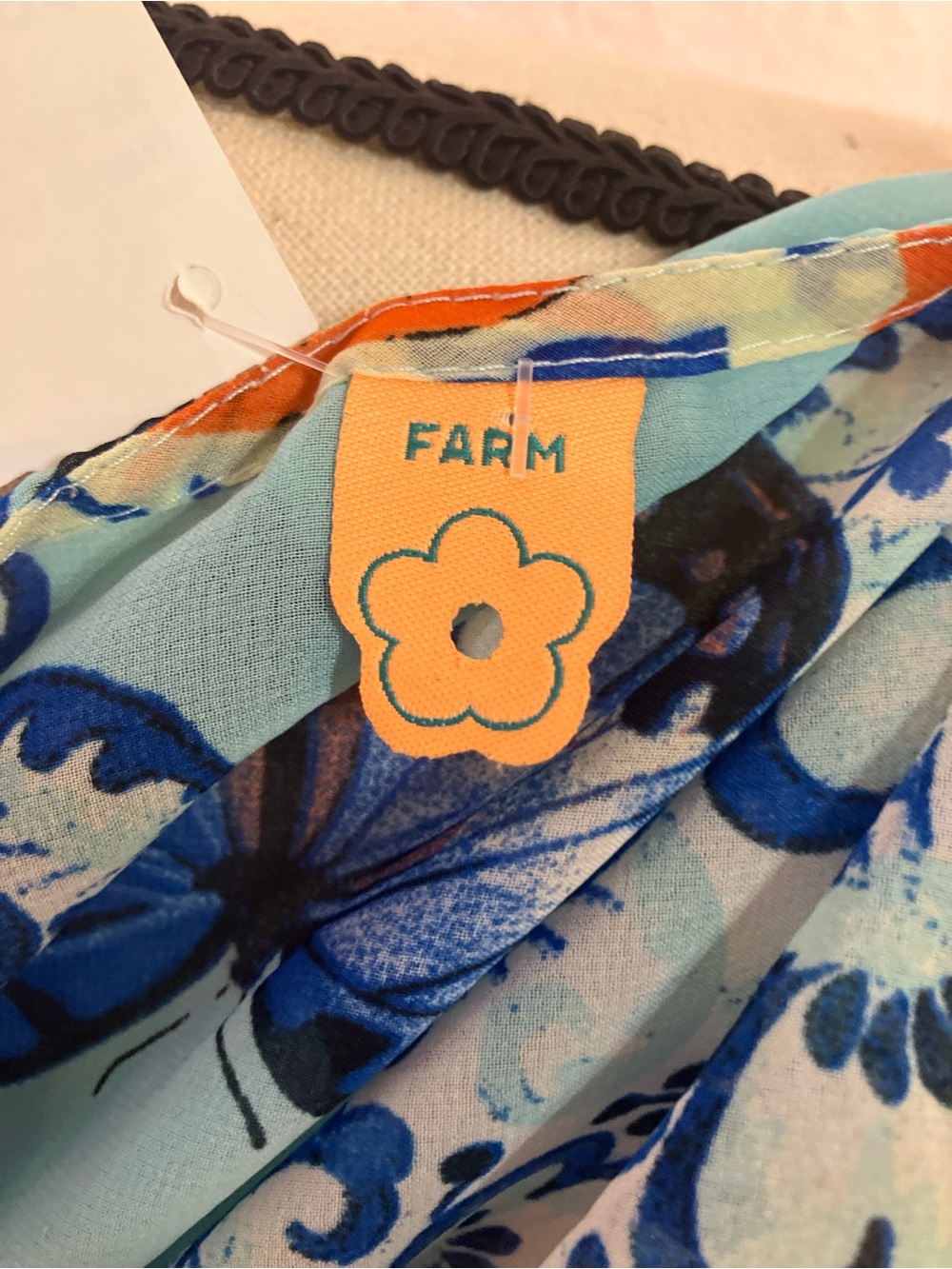 FARM Rio Aqua Blue Butterfly & Floral Sleeveless Blouse Size S - Picture 4 of 5